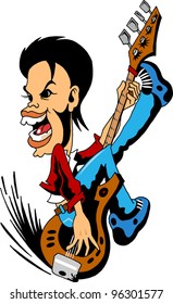 rock musician welcomes his fans (vector illustration);