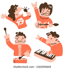 Rock musicians. Funny characters drawn in the same style. set of vector images