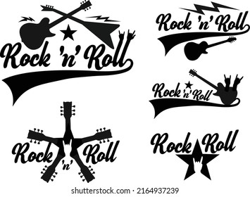 Rock N Roll Banner Logo Emblem Stock Vector (Royalty Free) 2164937239 ...