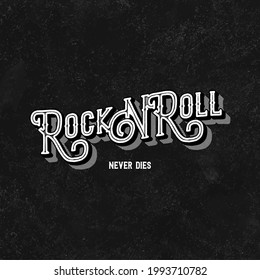 Rock N Roll banner using vintage text.