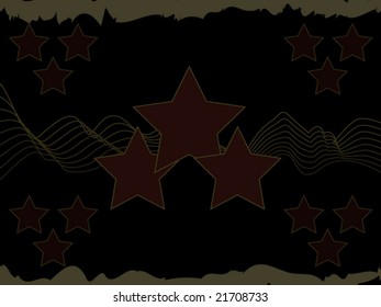 Rock n roll black grunge background with faint stars and elements