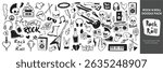 rock n roll doodle, editable vector pack
