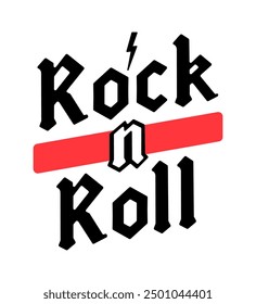 Rock N Roll emblem in an dynamic style, symbolizing rock music at its best