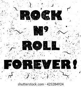Rock n roll forever, lettering written with ink pen