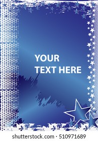 Rock n Roll grunge vector star background with space for text - blue