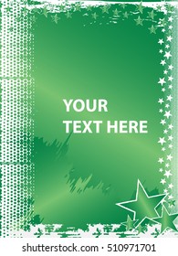 Rock n Roll grunge vector star background with space for text - green