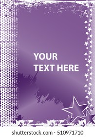 Rock n Roll grunge vector star background with space for text - purple
