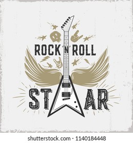 "Rock N Roll", guitar collection.All elements editable.Vector illustration.