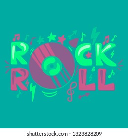 Rock N Roll hand drawn vector lettering