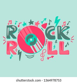 Rock N Roll hand drawn vector illustration