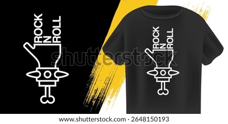 Rock n Roll Hand Gesture Icon Vector, White Outline Symbol with Skull Details, Music Lifestyle Graphic, Concert Merch Design, Rebel Attitude, Black Background, Edgy Fashion Apparel Art