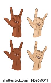 Rock n roll hand sign isolated on white background vector