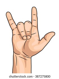 Rock n roll hand sign isolated on white background vector