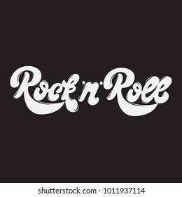 Rock ' n ' Roll.  handwritten lettering made in 90's style with vintage texture. Template for card, poster, banner, label,  print for t-shirt.