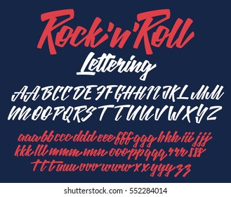 Rock n Roll Handwritten lettering vector font aphabet