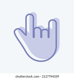Rock n Roll Icon in trendy two tone style isolated on soft blue background