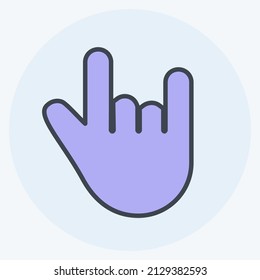 Rock n Roll Icon in trendy color mate style isolated on soft blue background