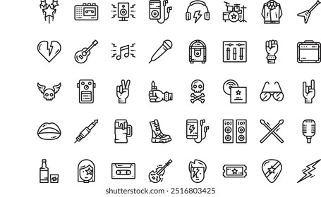 Rock n roll icons High-Quality Vector Icons Collection with Editable Stroke. Ideal for Professional and Creative Projects.