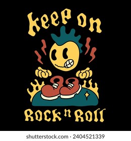 rock n roll illustrations with cartoons, very suitable for merchandise purposes, such as printing on clothes, stickers, and others.