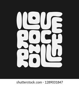 Rock n Roll lettering  Concept in vintage style for print production  T  shirt fashion Design  Template for banner  sticker  concert flyer  music label  sound emblem  poster  