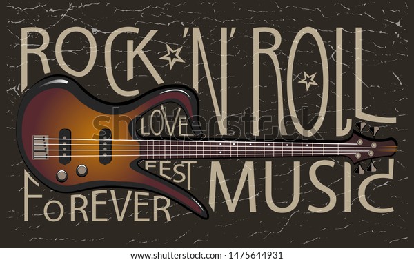 Rock N Roll Lettering Text Bass Stock Vector Royalty Free 1475644931