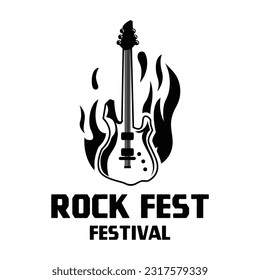 Rock n' Roll Logo Silhouette. Rock Festival Logo, Vektorgrafik