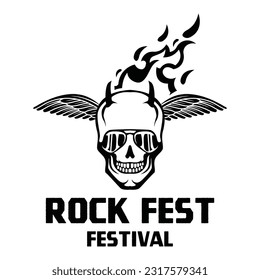 Rock n' Roll logo silhouette. Rock Festival logo vector illustration