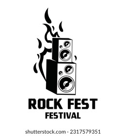 Rock n' Roll Logo Silhouette. Rock Festival Logo, Vektorgrafik