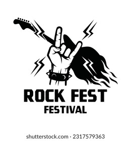 Rock n' Roll Logo Silhouette. Rock Festival Logo, Vektorgrafik