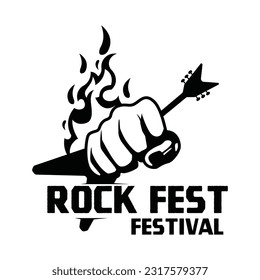 Rock n' Roll logo silhouette. Rock Festival logo vector illustration