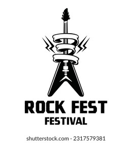 Rock n' Roll logo silhouette. Rock Festival logo vector illustration