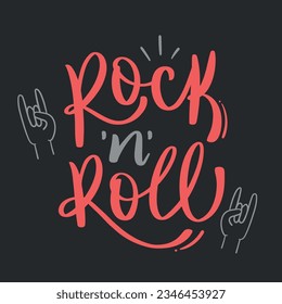 Rock n' roll in  Modern hand Lettering. vector.