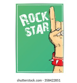 rock n roll music background. rock n roll icon. Rock concert poster design template. rock hand gesture