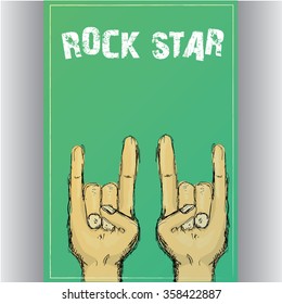 rock n roll music background. rock n roll icon. Rock concert poster design template. rock hand gesture