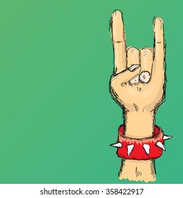 rock n roll music background. rock n roll icon. Rock concert poster design template. rock hand gesture