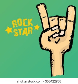 rock n roll music background. rock n roll icon. Rock concert poster design template. rock hand gesture