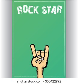 rock n roll music background. rock n roll icon. Rock concert poster design template. rock hand gesture