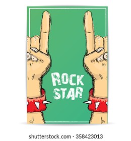 rock n roll music background. rock n roll icon. Rock concert poster design template. rock hand gesture