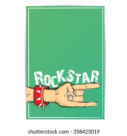 rock n roll music background. rock n roll icon. Rock concert poster design template. rock hand gesture
