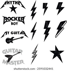 rock 'n' roll music, flash symbols