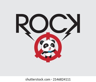 rock n roll panda vector design
