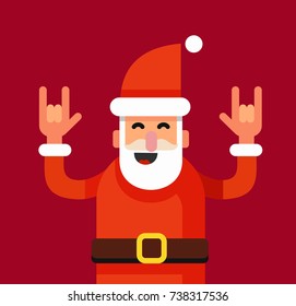 Rock n roll santa claus. Christmas hipster poster in flat style