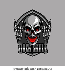 Rock n roll skull mascot logo, for your esports team