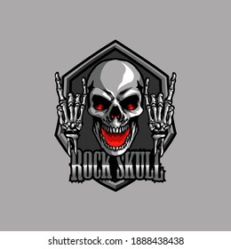 Rock n roll skull mascot logo, for your esports team