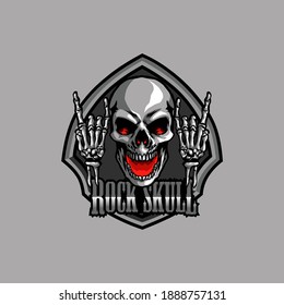 Rock n roll skull mascot logo, for your esports team