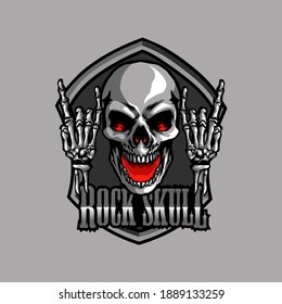 Rock n roll skull mascot logo, for your esports team