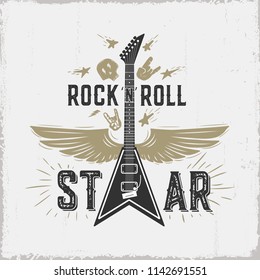 "Rock N Roll" star.All elements editable.Vector illustration.