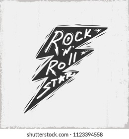 Rock N Roll Star text.Vector illustration.