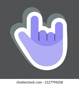 Rock n Roll Sticker in trendy isolated on black background