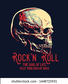 Rock n roll symbol .vector design for tee print  and skull